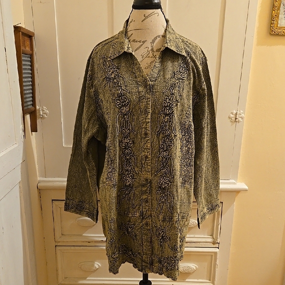 NWT Parsley & Sage gray fancy stitched blouse Sz 3X - Picture 1 of 9